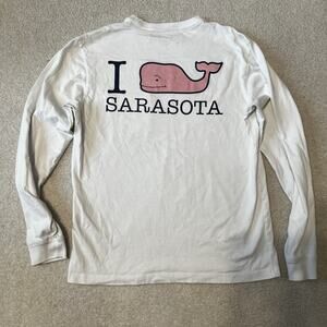 Vineyard Vines White Pocket Tee I Whale SarasotaLong Sleeve Shirt Extra Small XS